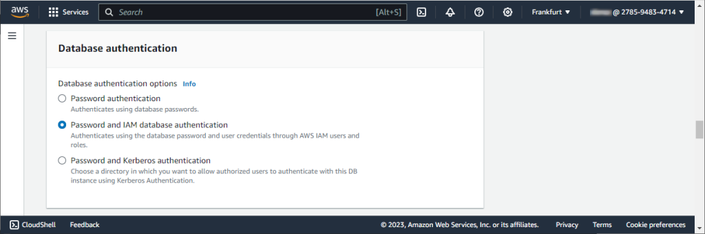 Enable password and IAM database authentication