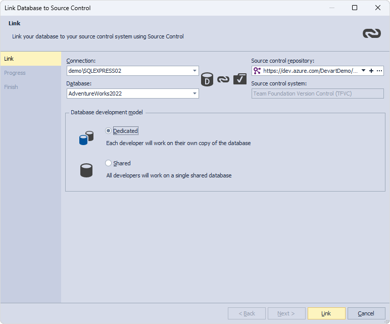 Select a database development model