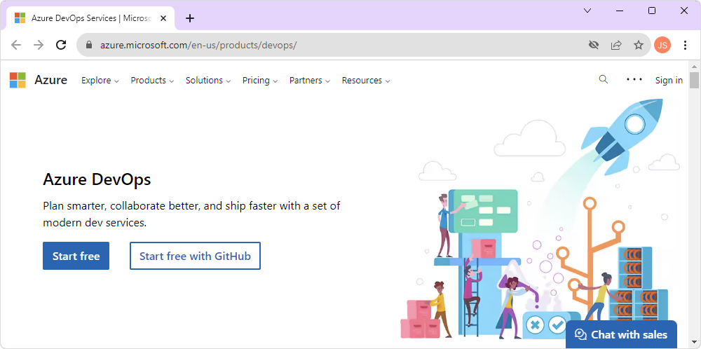 Log in to the Azure DevOps account