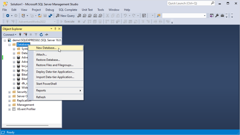 how to open a database in sql server? - geeksforgeeks... Create a database in SQL Server - 3 best methods