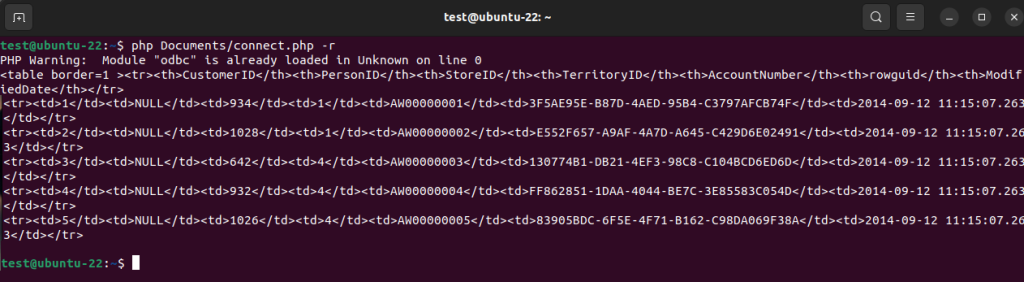 Run SQL query from PHP