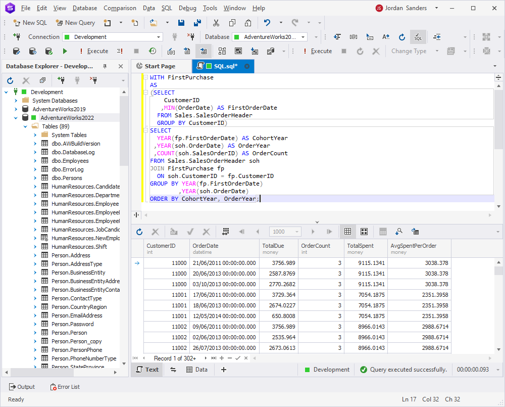 dbForge Studio for SQL Server - Cohort analysis