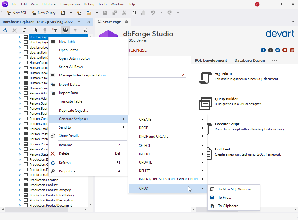 Generate Script As