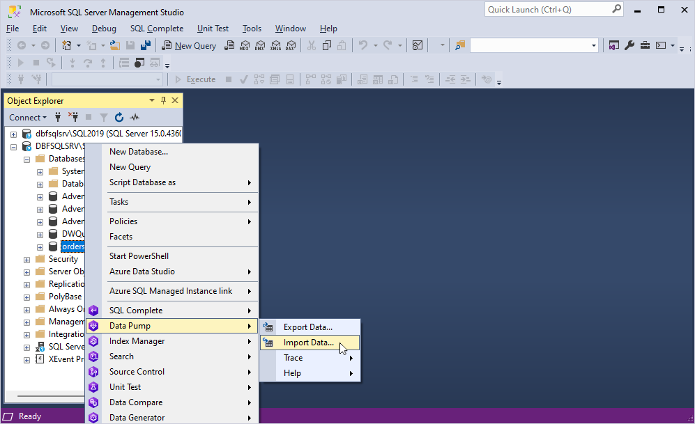 Open the Data Import wizard