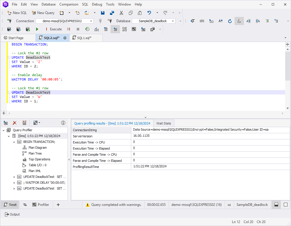 Query Profiler execution plan