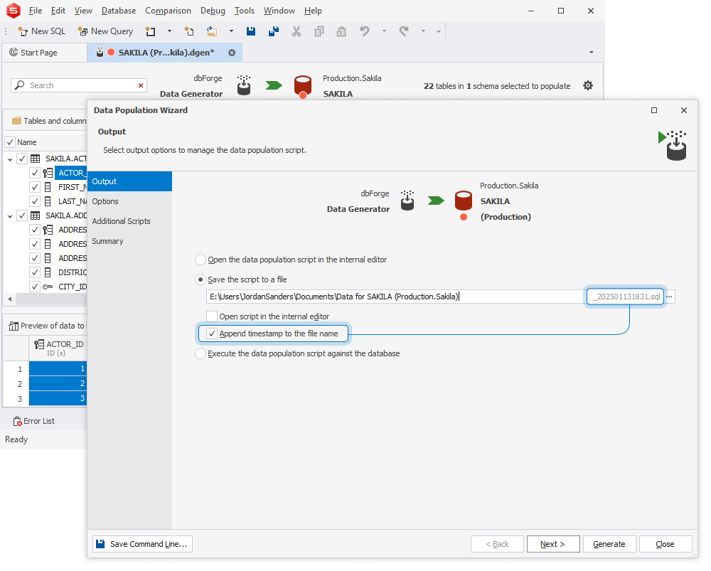 Append a timestamp to the file name