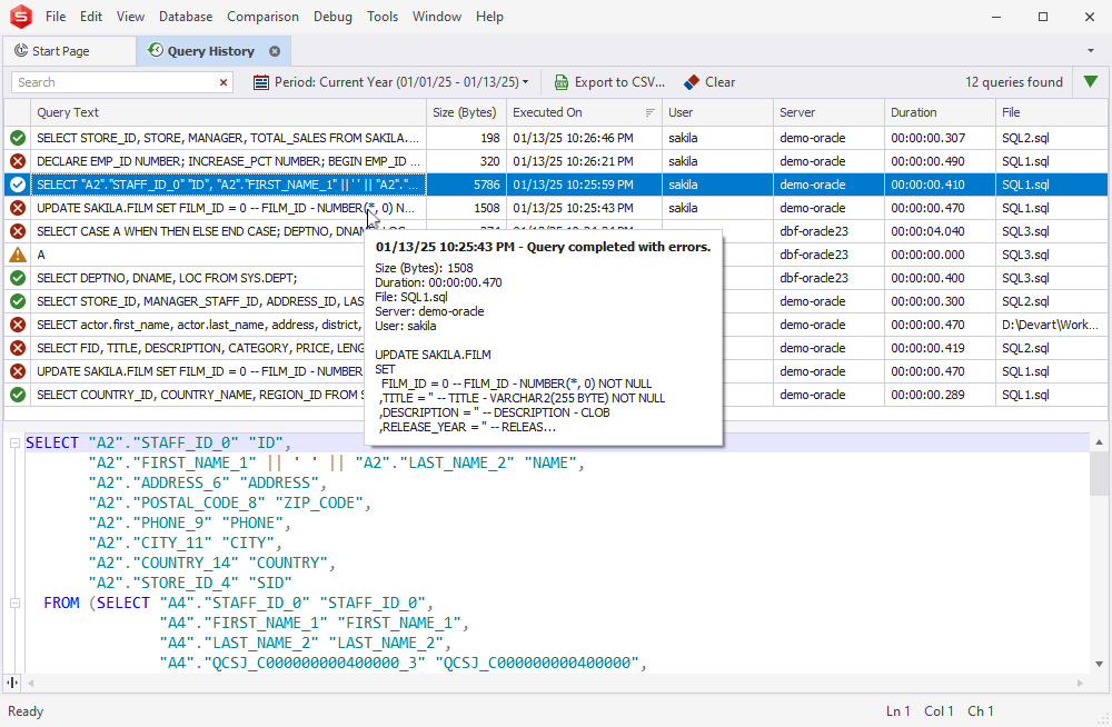 Query HIstory