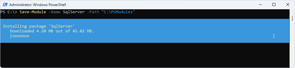 Install SqlServer package on offline systems