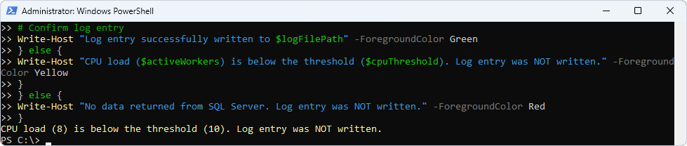 SqlServer module: No log entry