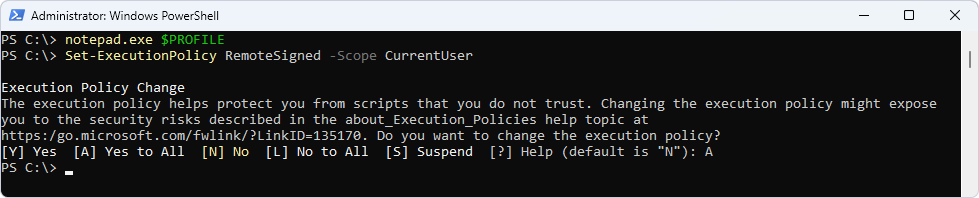 Execution Policy Change notification