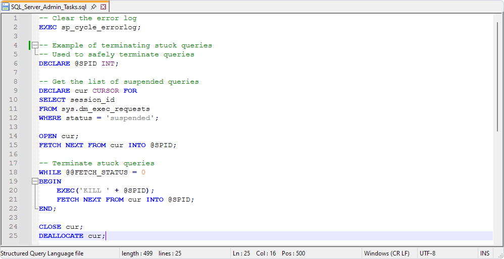 SqlServer module SQL file