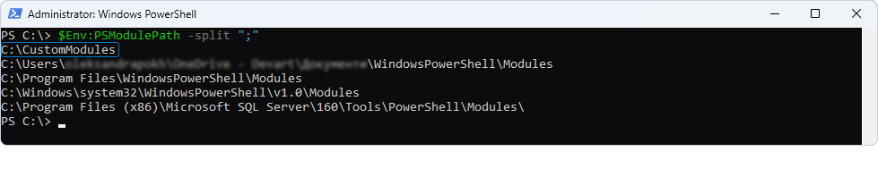 Check the list of directories where PowerShell can locate installed modules