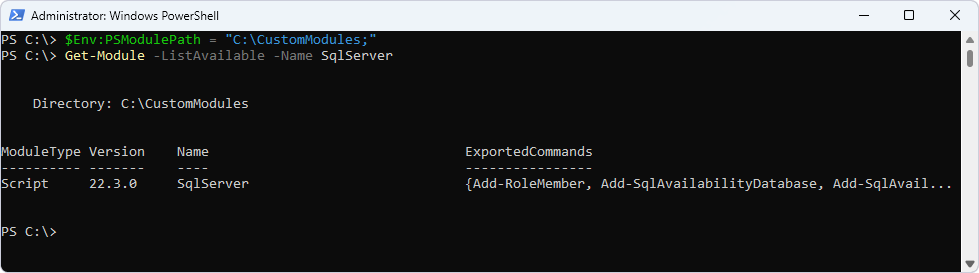 Locate the SqlServer module