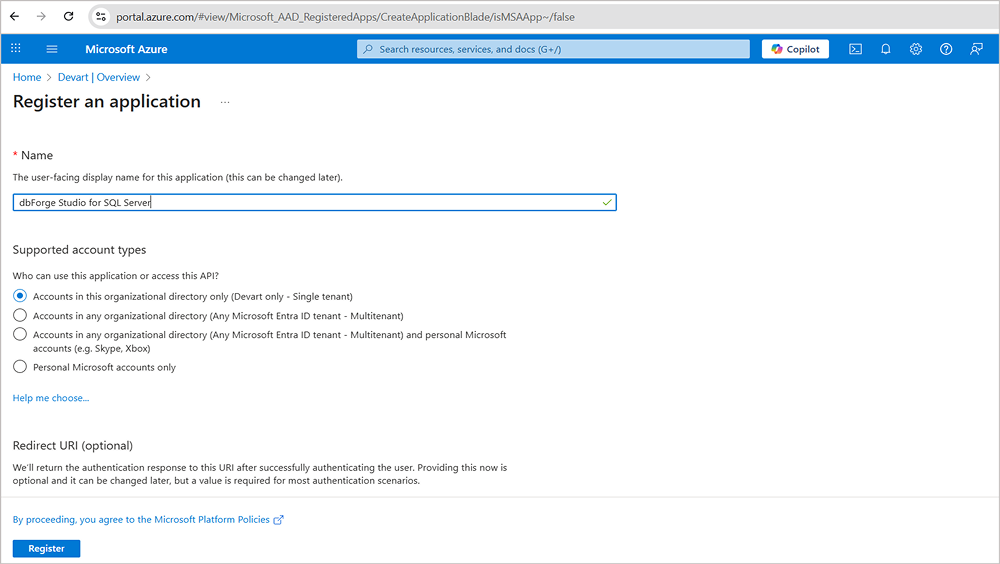 Register dbForge Studio for SQL Server