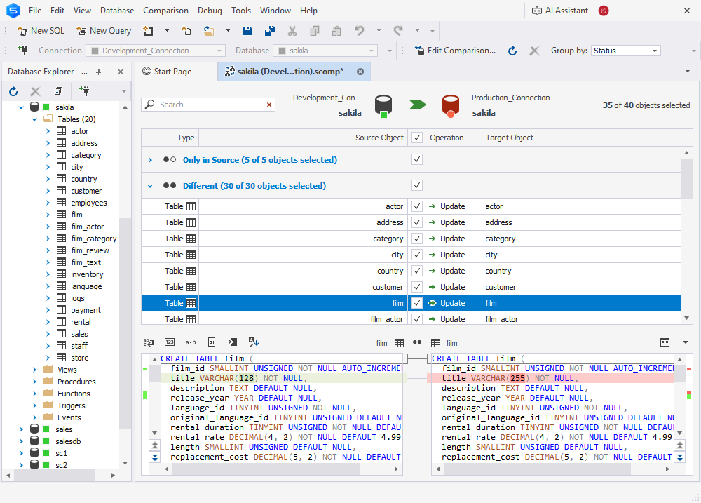 dbForge Schema Compare