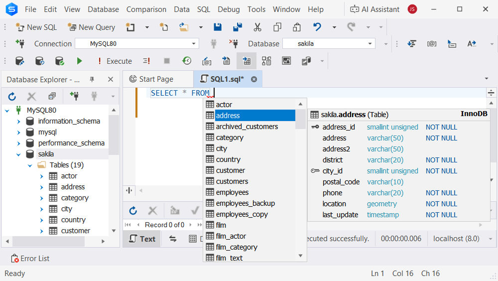 dbForge query editor