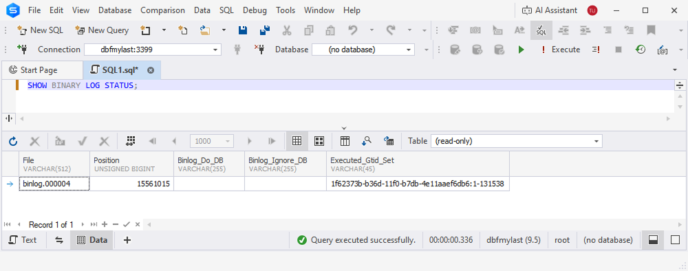 Support for the SHOW BINARY LOG STATUS