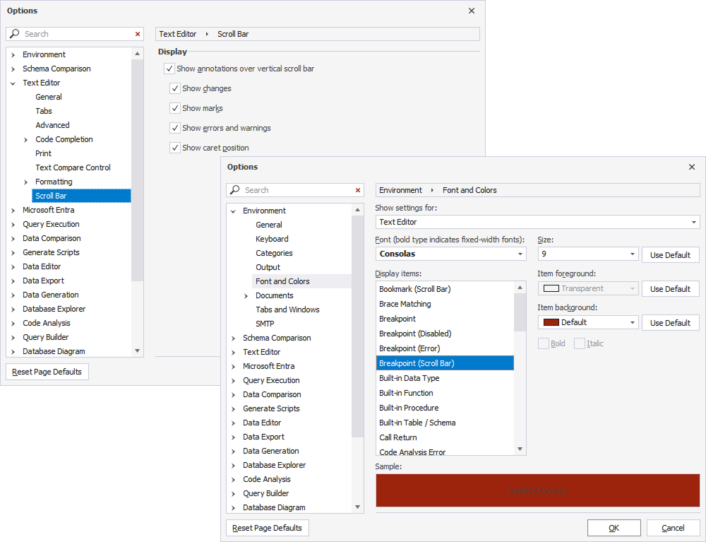 Configure scrollbar annotations