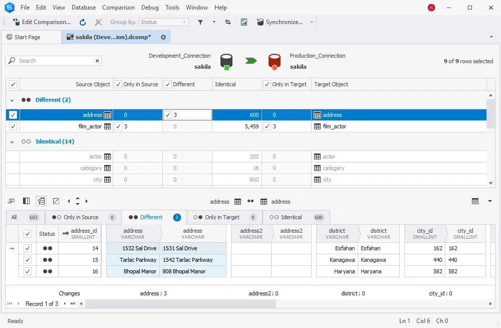 dbForge Studio for MySQL vs MySQL Workbench - Data Compare