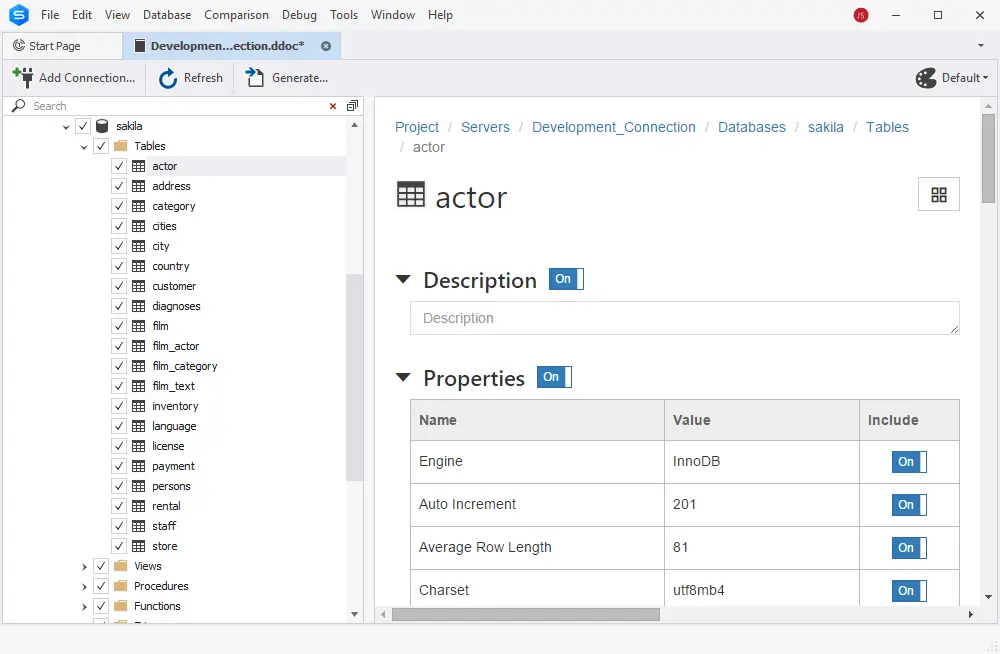 dbForge Studio for MySQL vs MySQL Workbench - Documenter