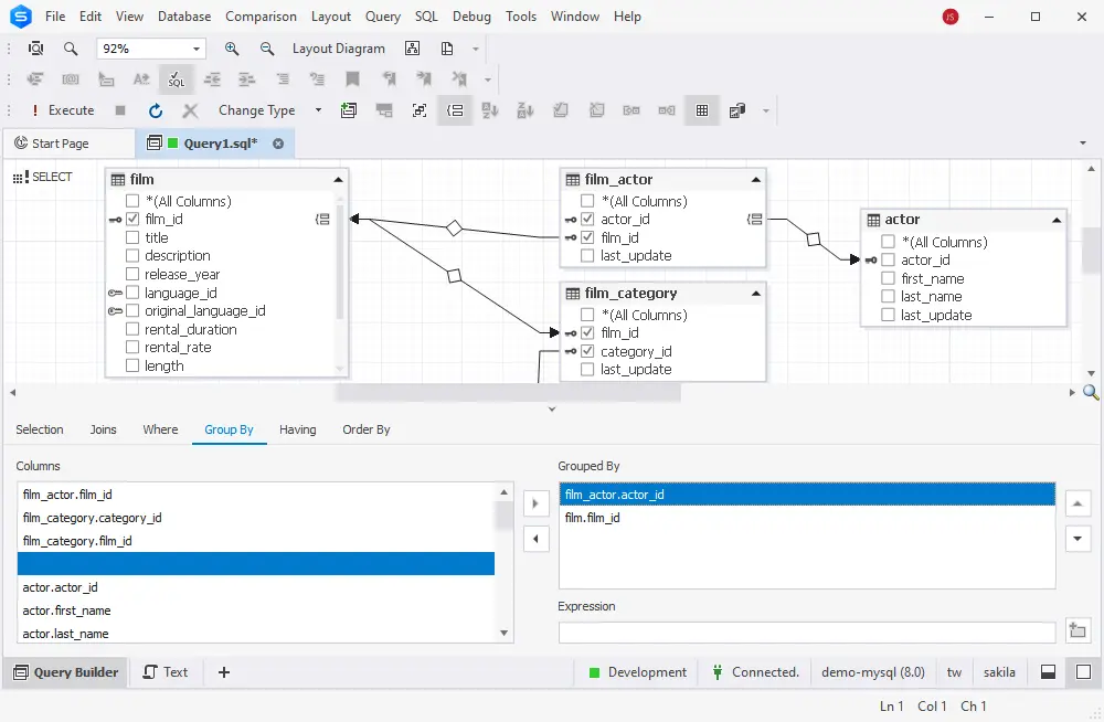 dbForge Studio for MySQL - MySQL Query Builder tool