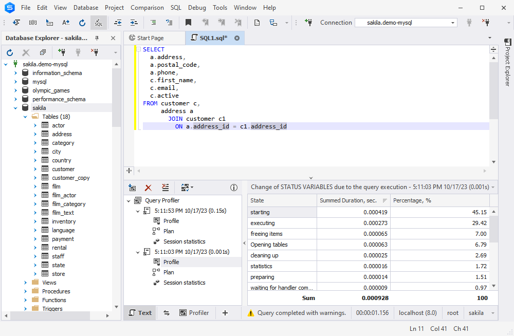 HeidiSQL vs dbForge Edge: Query Profiling