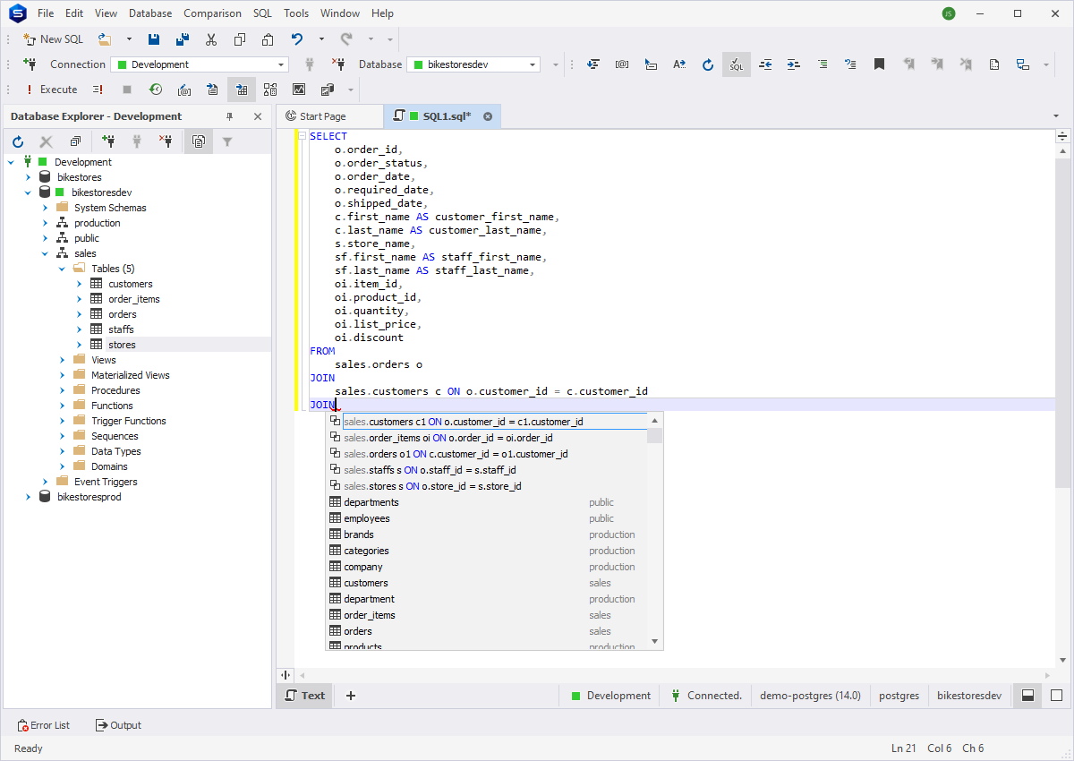 Visual Database Design in dbForge Edge