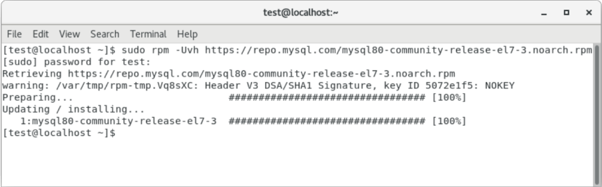 Download the MySQL repository by executing the following command