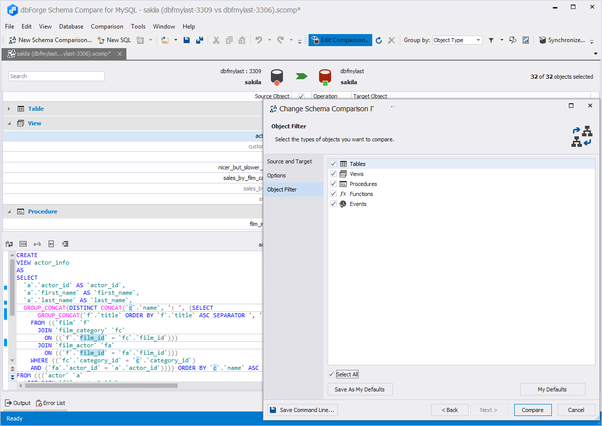dbForge Schema Compare for MySQL Windows 11 download