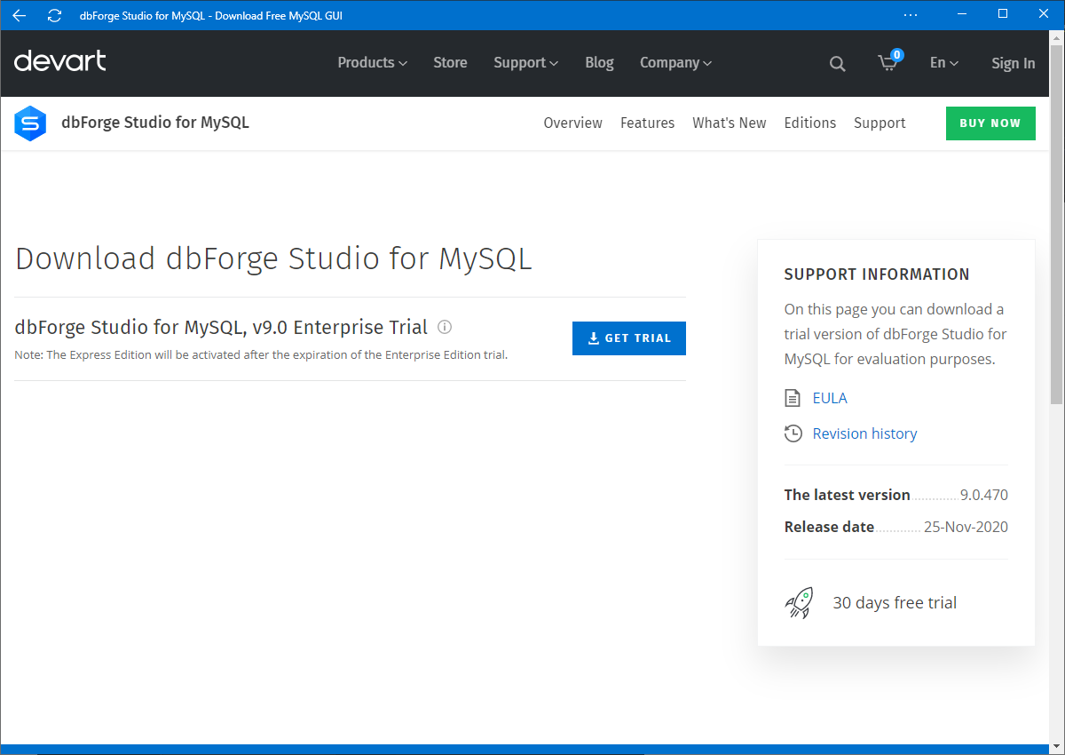 Download dbForge Studio, a perfect IDE for MySQL