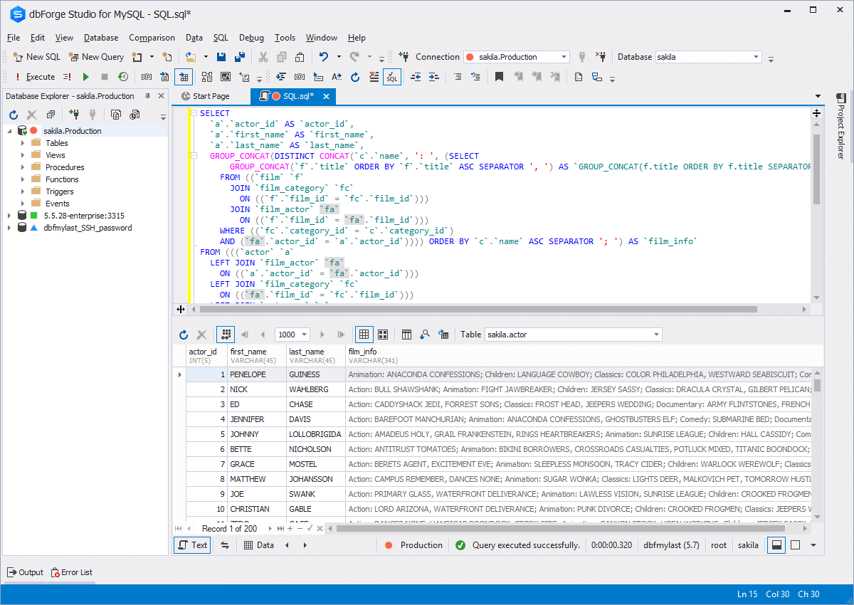 SQL Editor in dbForge Studio for MySQL
