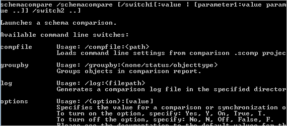 Schema Compare for Oracle: Command Line Interface
