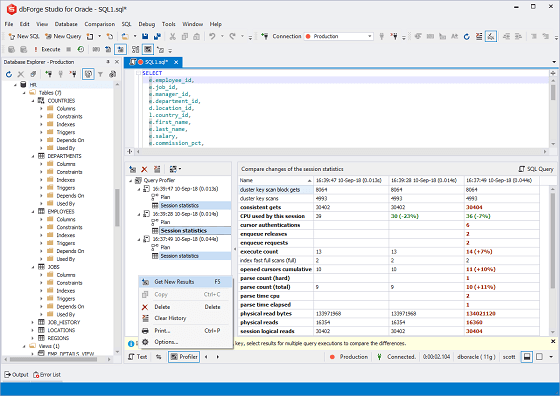 dbForge Studio for Oracle - Query Profiler