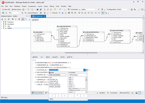 dbForge Studio for Oracle - Query Builder