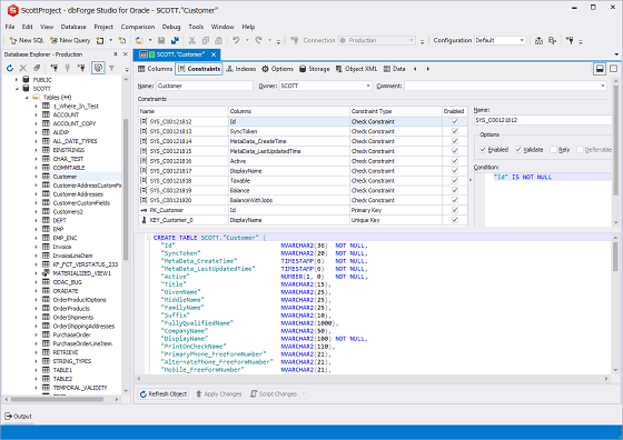 dbForge Studio for Oracle - Object Manager
