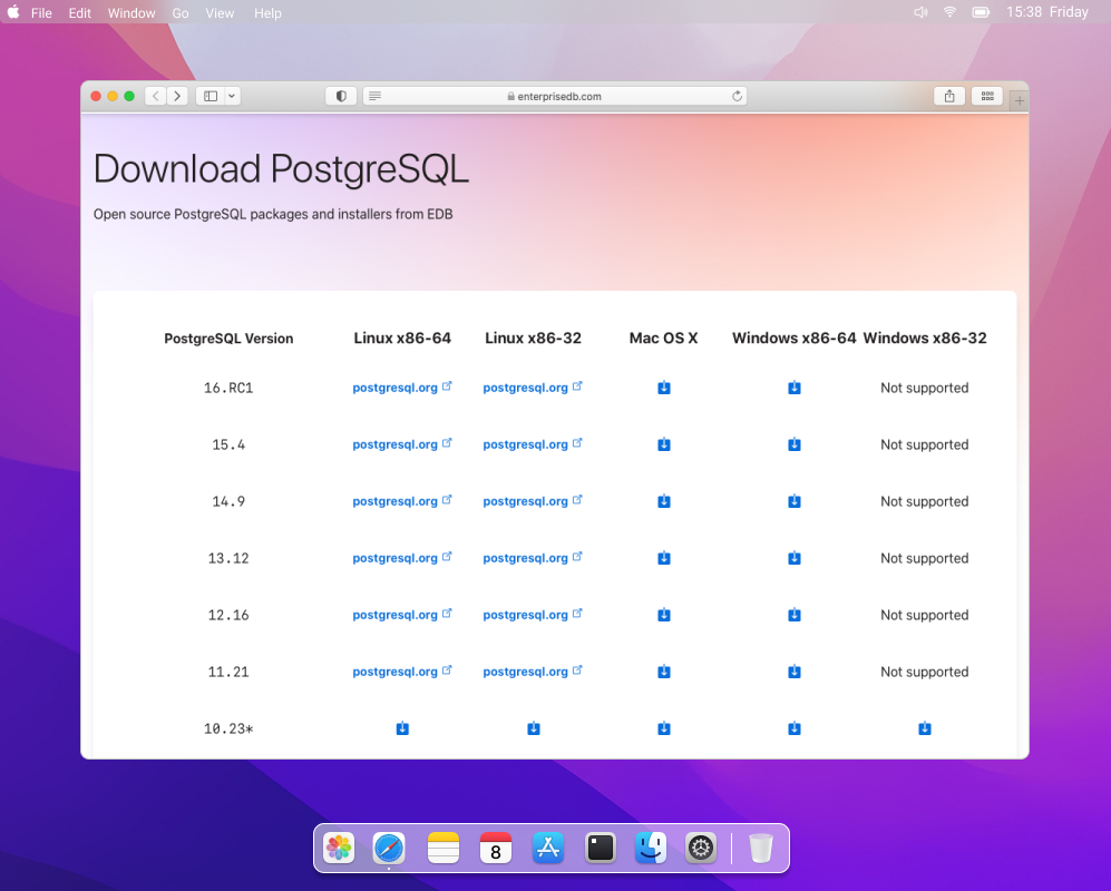 Download the PostgreSQL installer for macOS