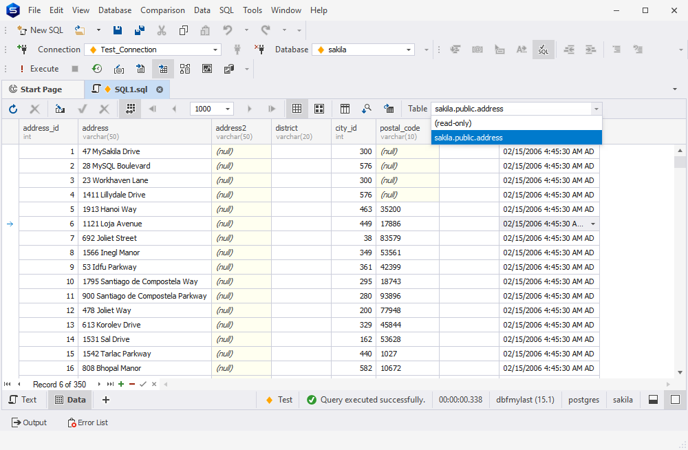 Switching to the editable mode in PostgreSQL Data Editor