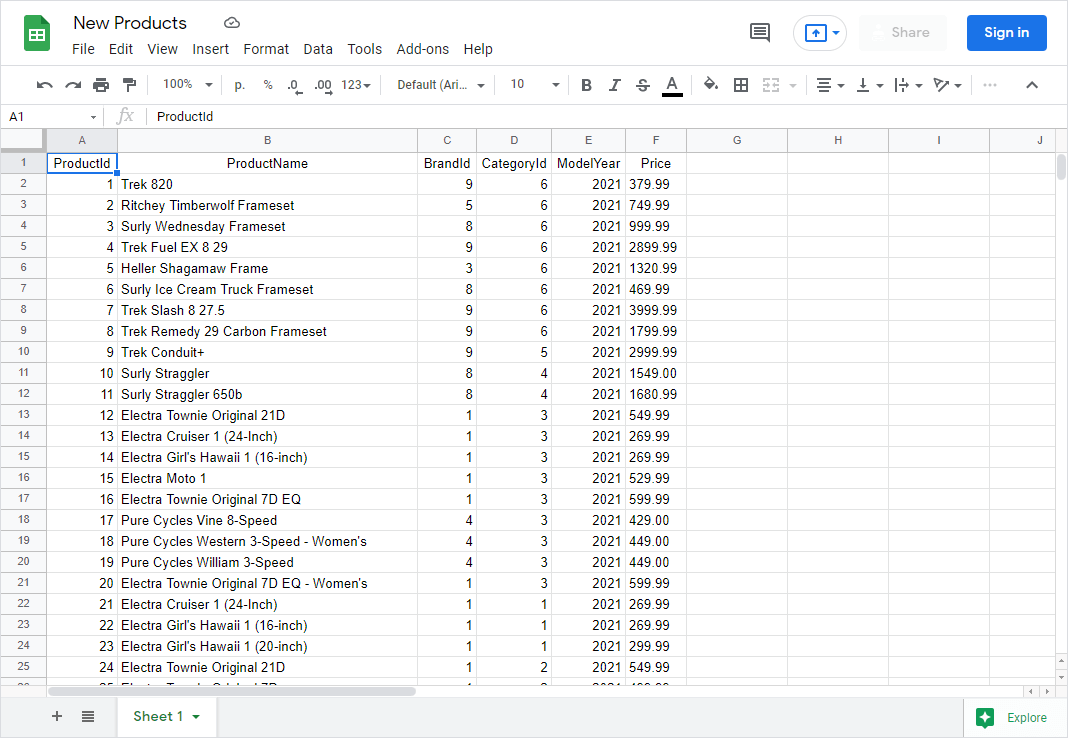 Data export to Google Sheets - Export results