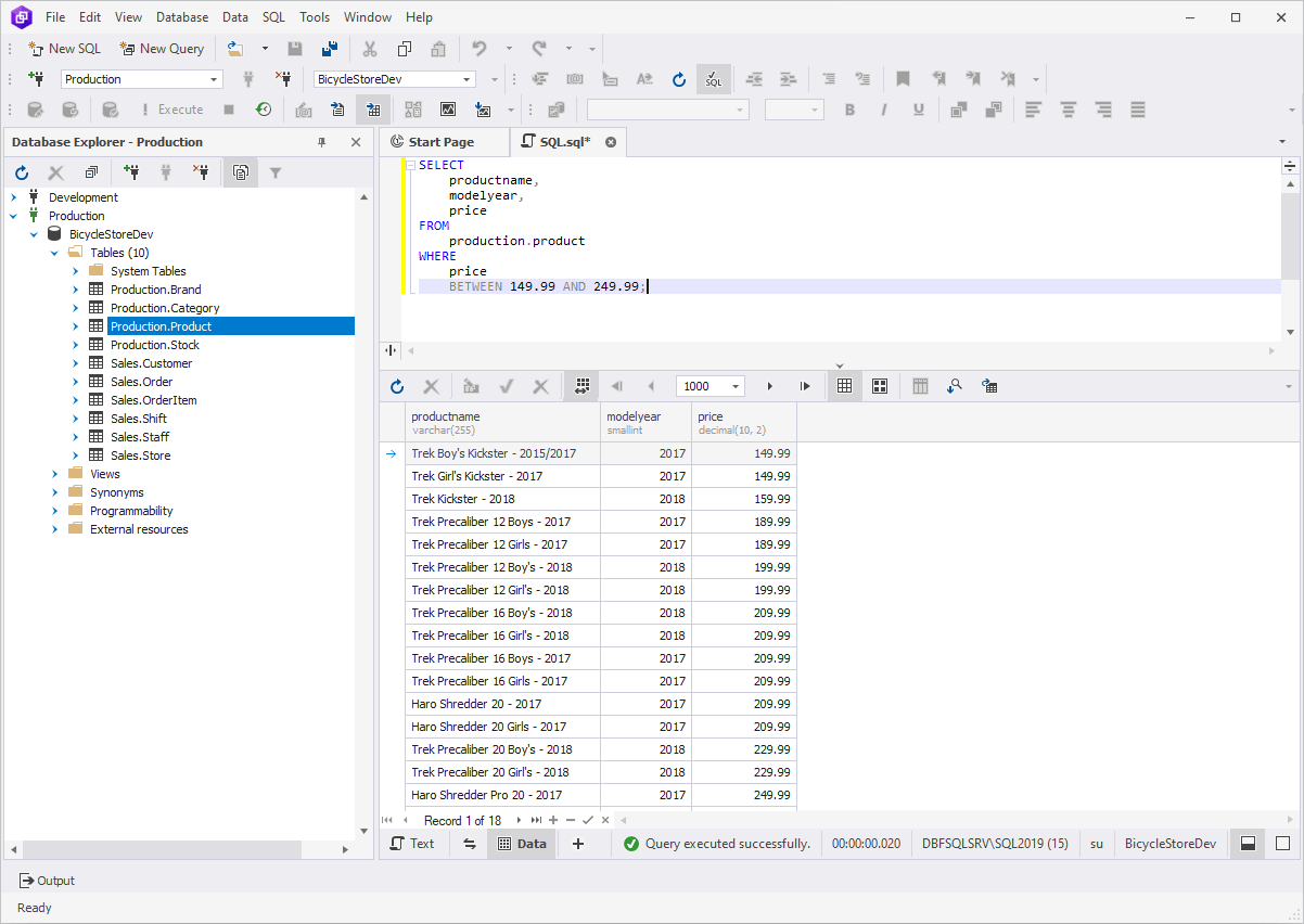 Query Builder for SQL Server - BETWEEN