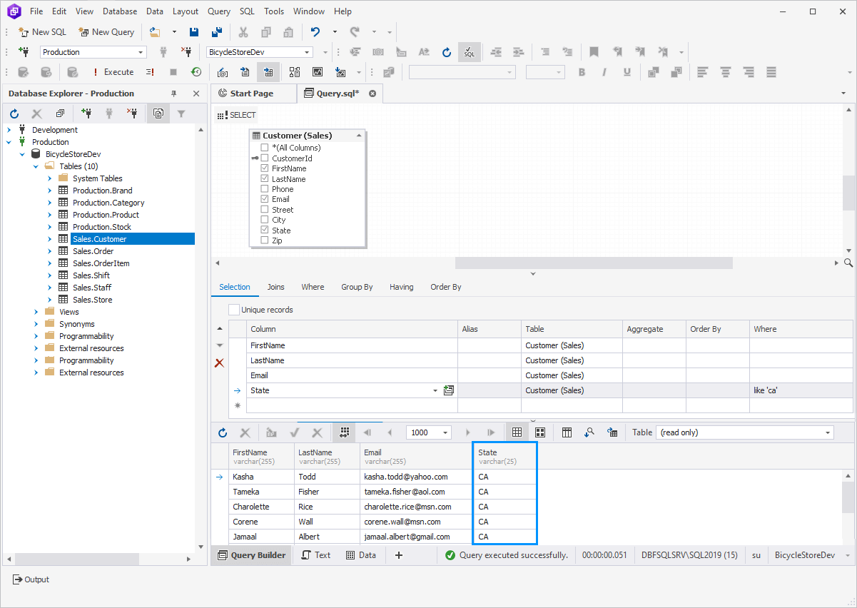 Query Builder for SQL Server - automatic quotation