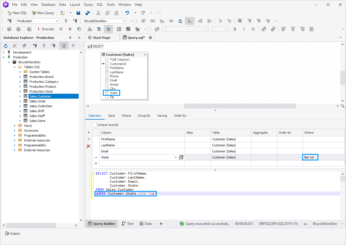 Query Builder for SQL Server - automatic quotation