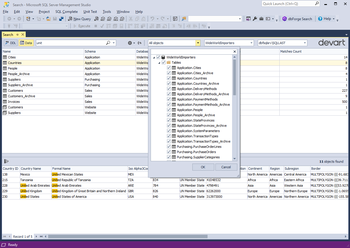 Data Search Mode in SQL Server