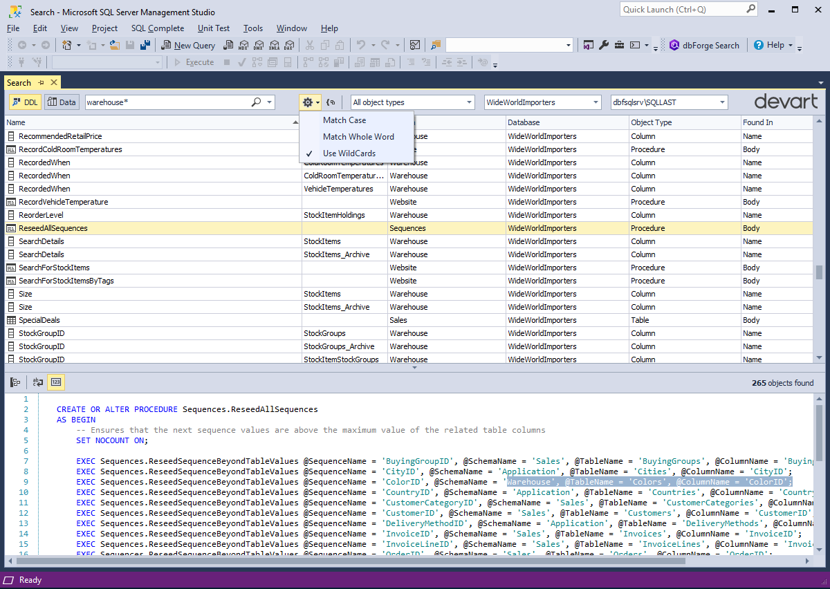 Wildcard Search maximizes search results in a SQL Server database