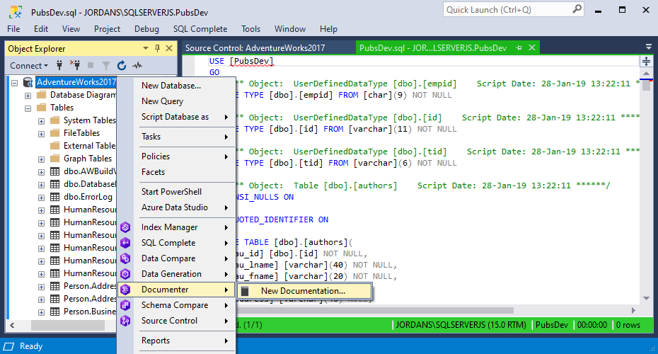 dbForge SQL server developer tools - Documenter