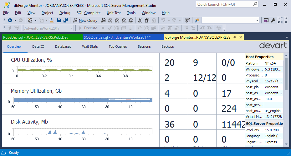 dbForge SSMS extensions - Monitor