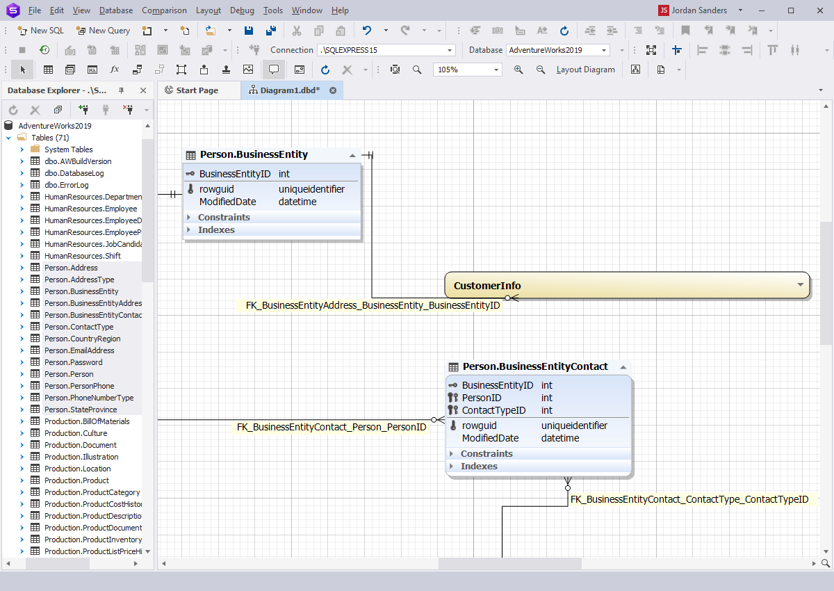 dbForge SQL database schema design tool - Cluster related objects