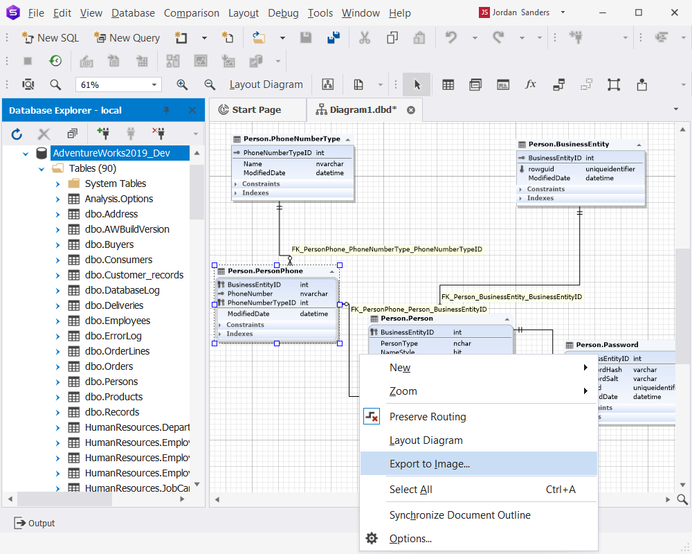 dbForge software to create database diagram