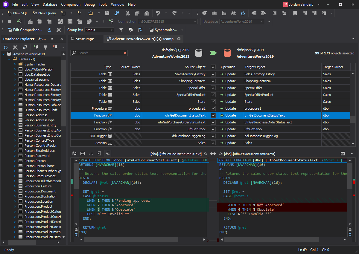 dbForge Studio for SQL Server is a perfect Navicat alternative with its data and schema comparison tools
