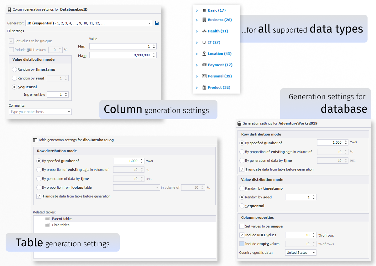 SQL Data Generator - generators with data customization
