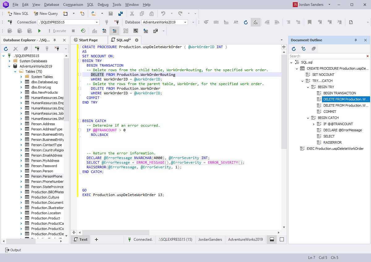Visual SQL Editor - Document Outline